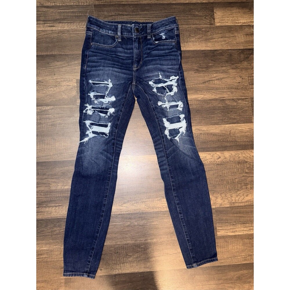 American Eagle Women's Hi Rise Jegging Jeans Size 6 Blue Denim Stretch